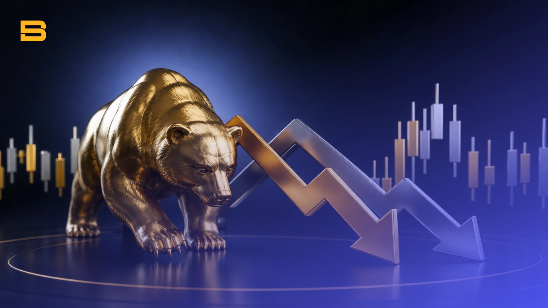 Conceptual cover illustration of a bear put spread options strategy showing capped downside risk and bearish exposure.