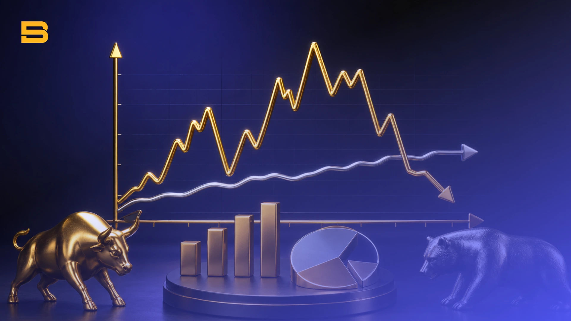 Conceptual cover illustration of the Beta coefficient comparing volatile price swings against market benchmark stability.