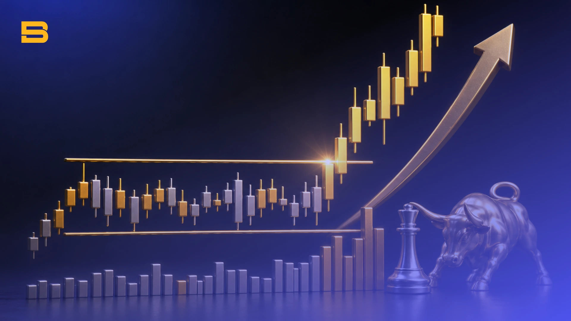 Conceptual cover illustration of a breakout trading strategy, resistance breach, and directional momentum expansion.