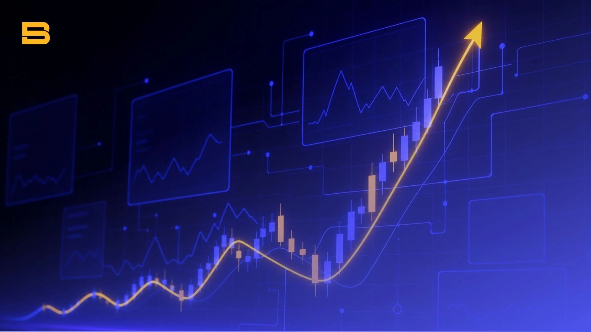 A financial candlestick chart showing green and red price action candles