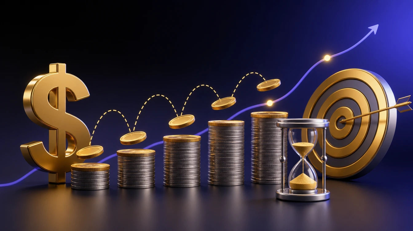 Dollar cost averaging strategy diagram showing fixed recurring investments over fluctuating asset prices
