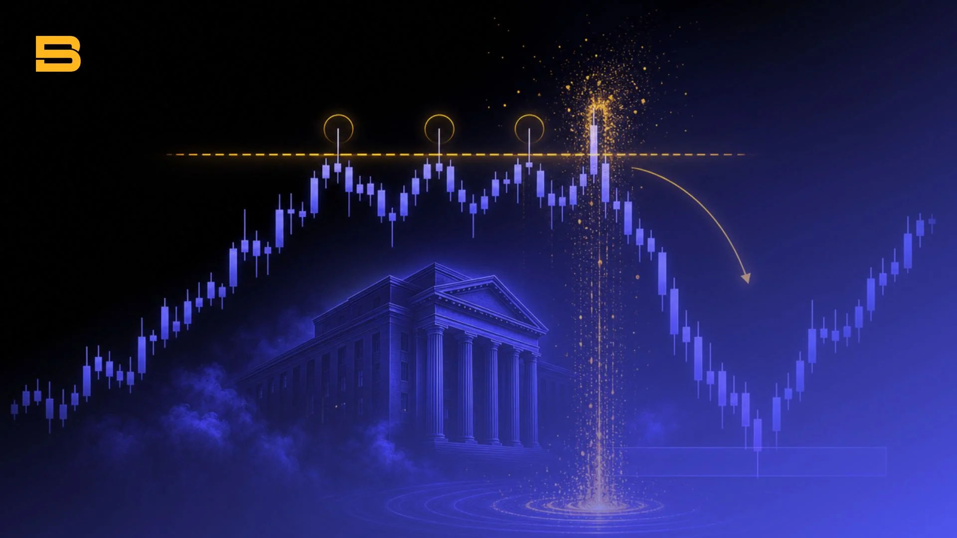 Liquidity grab diagram showing price sweeping buy-side liquidity above equal highs before reversing downward