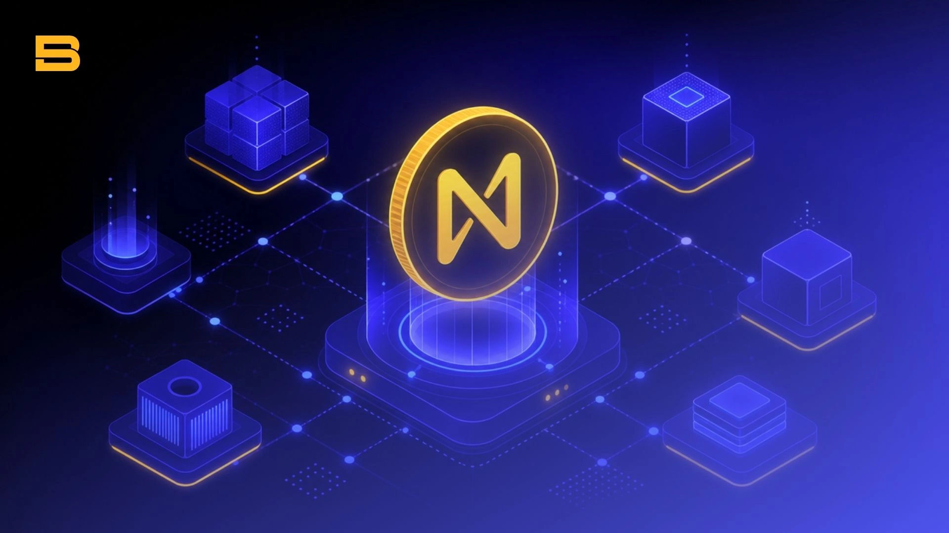 Near Protocol cryptocurrency concept and blockchain technology diagram