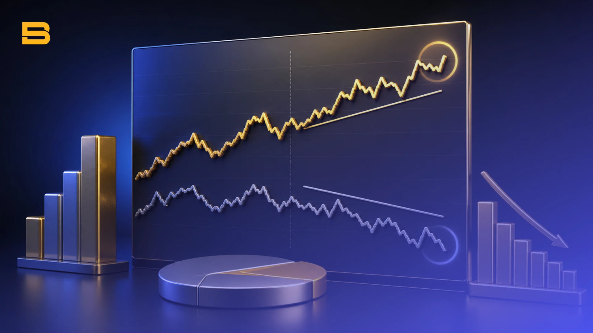 Conceptual cover illustration of On-Balance Volume (OBV) measuring cumulative volume flow and trend divergence.