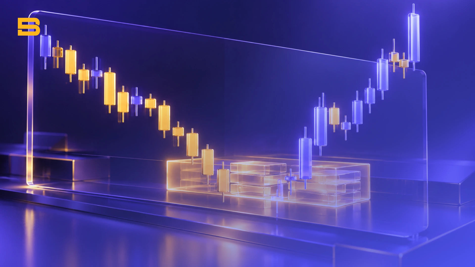 Conceptual cover illustration of order block trading, institutional accumulation base, and price reversal.