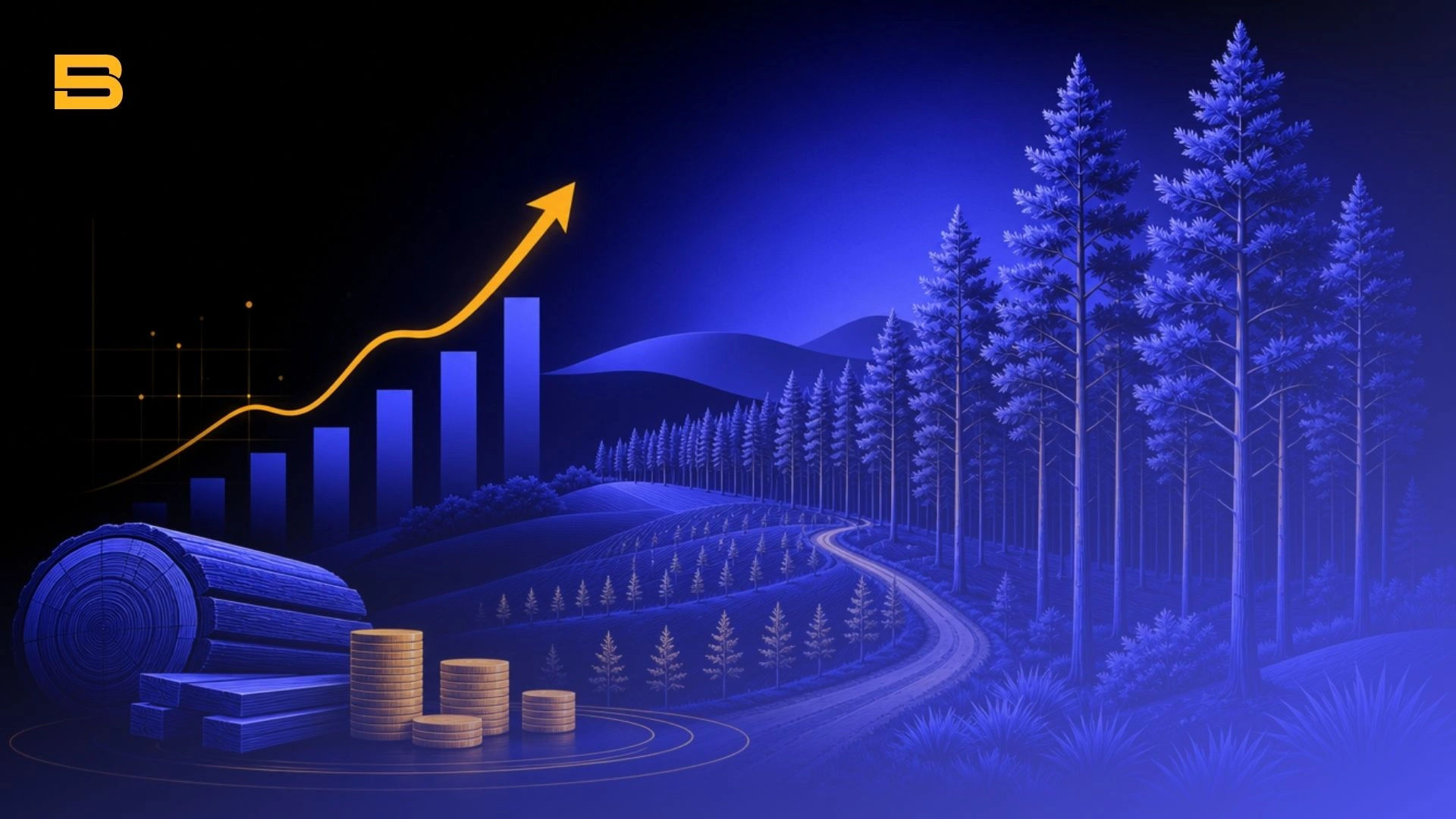 Commercial timberland investment showing managed pine trees