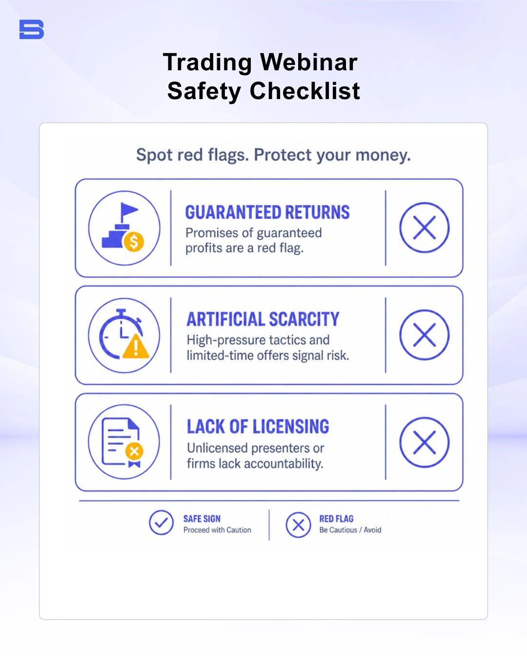 Checklist for identifying illegitimate trading webinars and sales traps