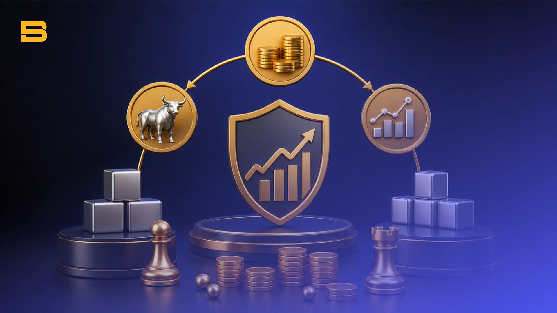 Conceptual cover illustration of a covered call strategy showing downside protection, income generation, and growth.