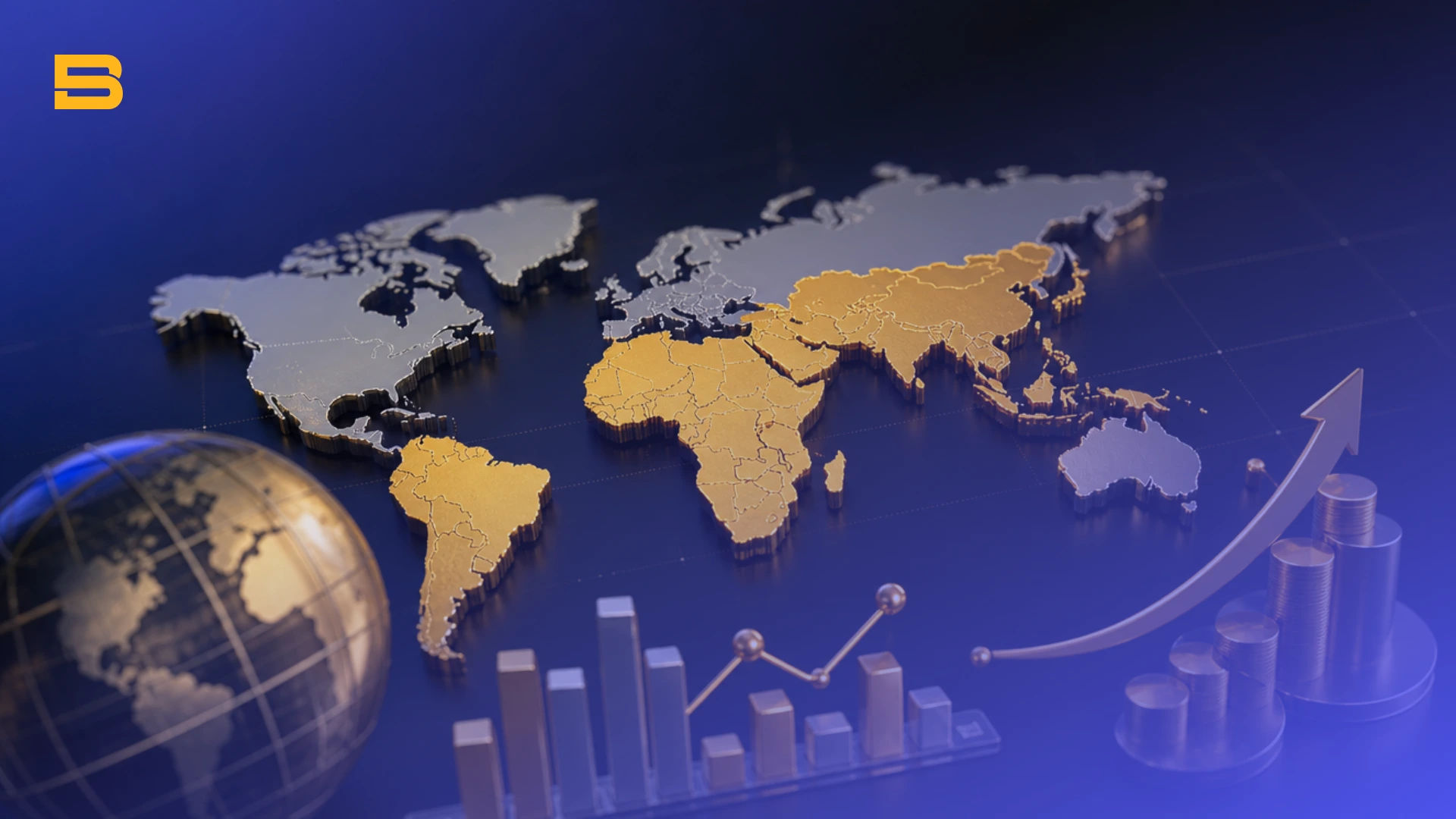 Conceptual cover illustration of emerging markets, global economic expansion, and high-growth trading opportunities.